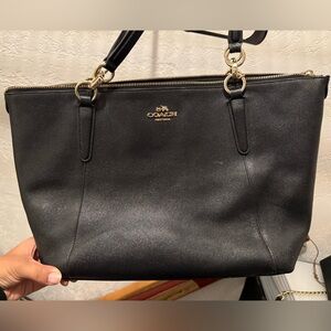 Coach F57526 Ava Tote In Crossgrain Leather Handbag Black